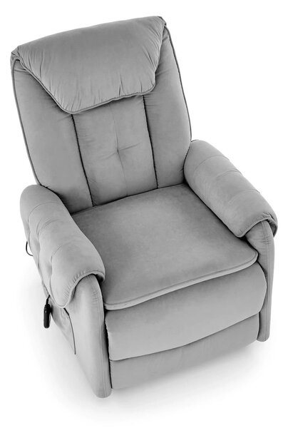 Fotoliu recliner HORTON, stofa catifelata gri - Mavel 14, 80x97/158x90