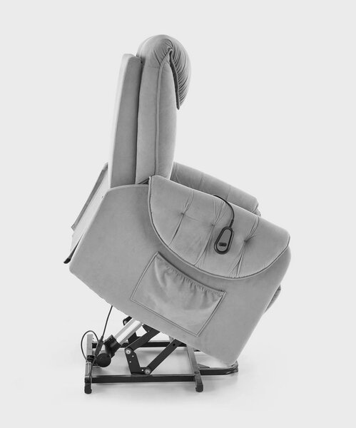 Fotoliu recliner HORTON, stofa catifelata gri - Mavel 14, 80x97/158x90