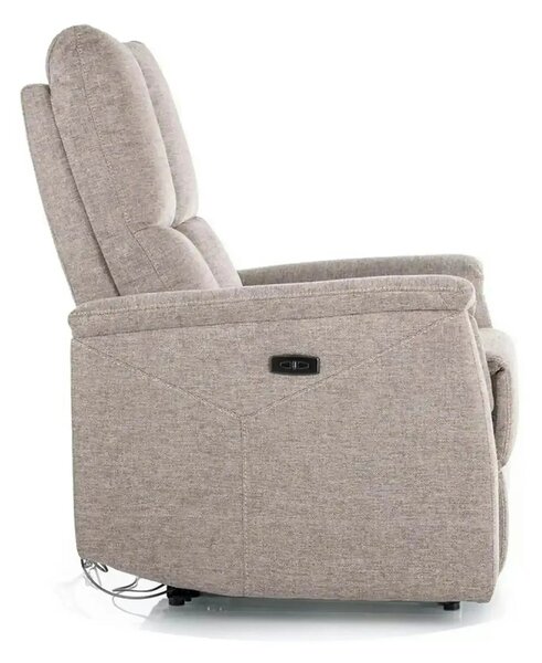Fotoliu recliner NEPTUN, bej, stofa clasica/metal, 76x94/160x96 cm