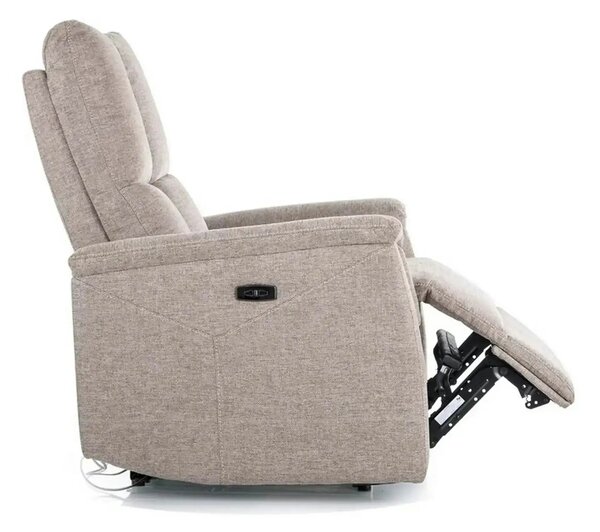 Fotoliu recliner NEPTUN, bej, stofa clasica/metal, 76x94/160x96 cm