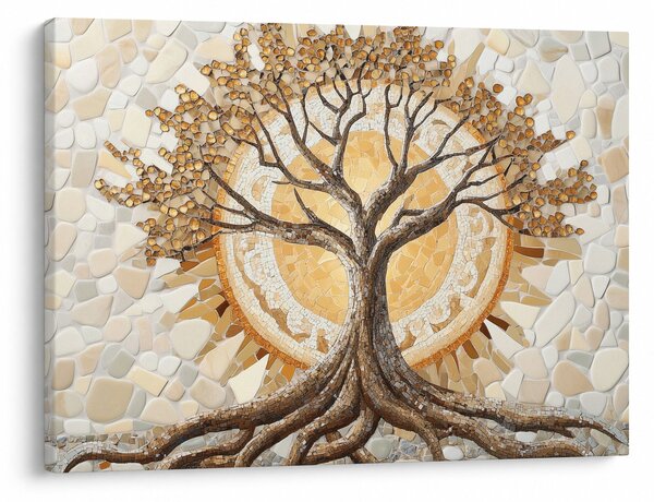 Tablou – Arborele vieții auriu în mozaic (70x50 cm)