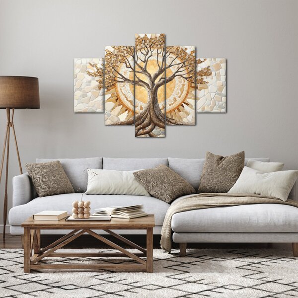 Tablou – Arborele vieții auriu în mozaic (150x105 cm)