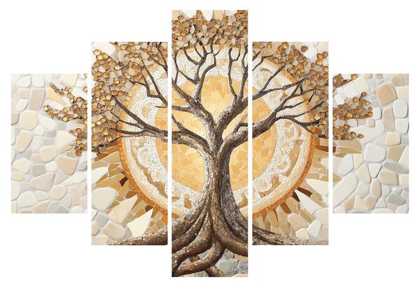Tablou – Arborele vieții auriu în mozaic (150x105 cm)