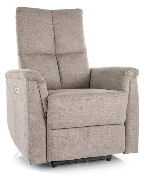 Fotoliu recliner NEPTUN, bej, stofa clasica/metal, 76x94/160x96 cm