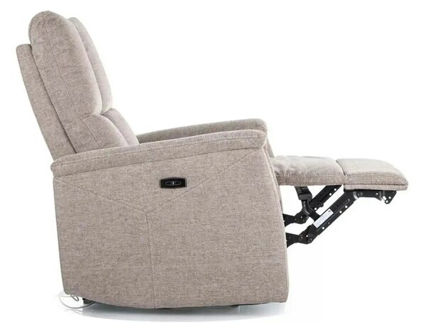 Fotoliu recliner NEPTUN, bej, stofa clasica/metal, 76x94/160x96 cm