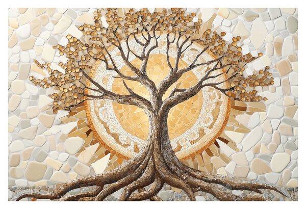 Tablou – Arborele vieții auriu în mozaic (90x60 cm)