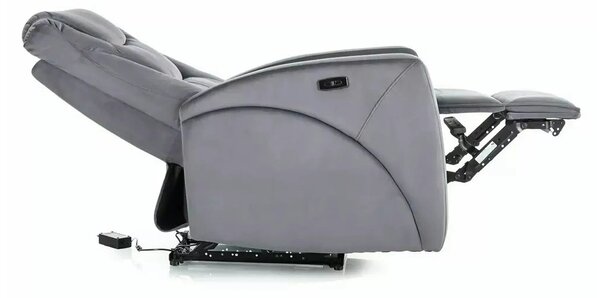 Fotoliu recliner KRONOS, stofa catifelata gri - Bluvel 14, 79x94/160x1