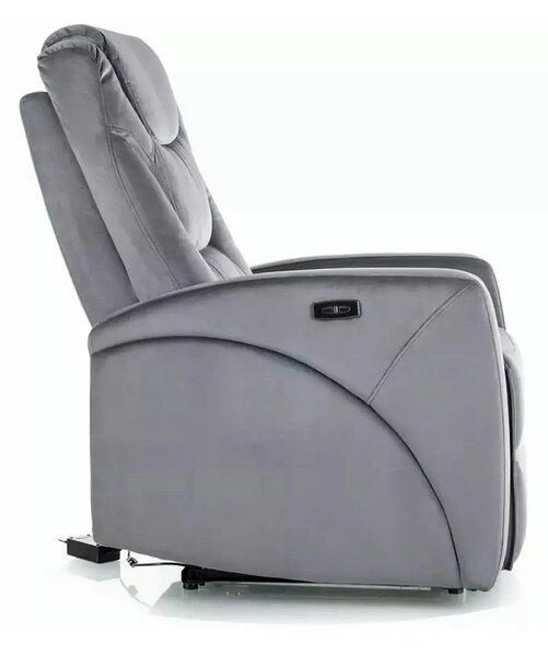 Fotoliu recliner KRONOS, stofa catifelata gri - Bluvel 14, 79x94/160x1