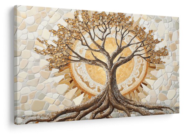 Tablou – Arborele vieții auriu în mozaic (90x60 cm)