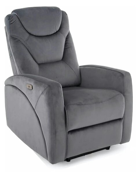 Fotoliu recliner KRONOS, stofa catifelata gri - Bluvel 14, 79x94/160x1