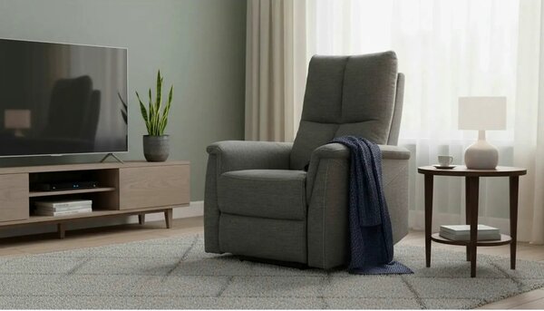 Fotoliu recliner NEPTUN, gri inchis, stofa clasica/metal, 76x94/160x96