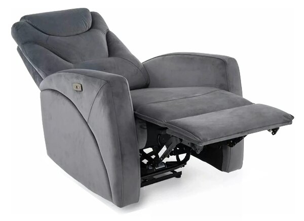 Fotoliu recliner KRONOS, stofa catifelata gri - Bluvel 14, 79x94/160x1