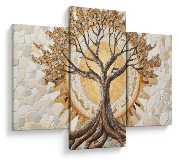 Tablou – Arborele vieții auriu în mozaic (90x60 cm)