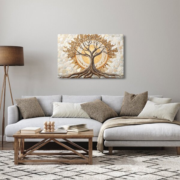 Tablou – Arborele vieții auriu în mozaic (90x60 cm)