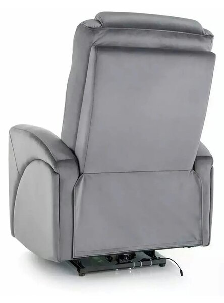Fotoliu recliner KRONOS, stofa catifelata gri - Bluvel 14, 79x94/160x1