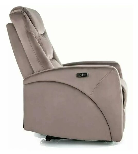 Fotoliu recliner KRONOS, stofa catifelata cappuccino - Bluvel 38, 79x9