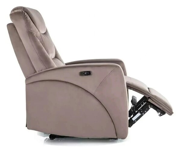 Fotoliu recliner KRONOS, stofa catifelata cappuccino - Bluvel 38, 79x9