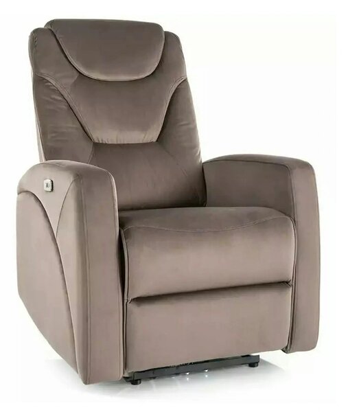 Fotoliu recliner KRONOS, stofa catifelata cappuccino - Bluvel 38, 79x9