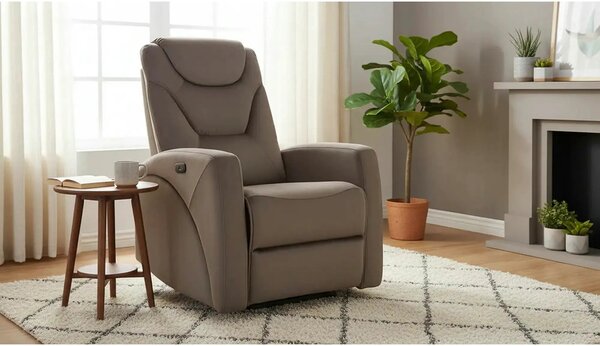 Fotoliu recliner KRONOS, stofa catifelata cappuccino - Bluvel 38, 79x9