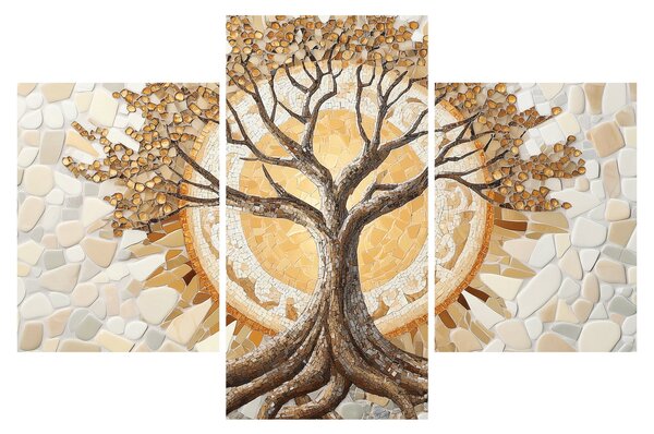 Tablou – Arborele vieții auriu în mozaic (90x60 cm)