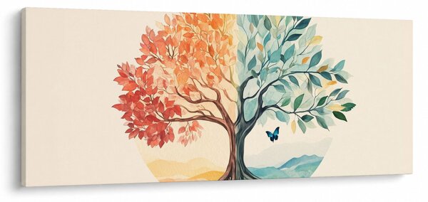 Tablou – Arbore dual cu fluture (120x50 cm)
