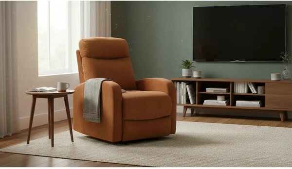 Fotoliu recliner ARGOS, stofa catifelata bej - Bluvel 28, 78x84/162x10