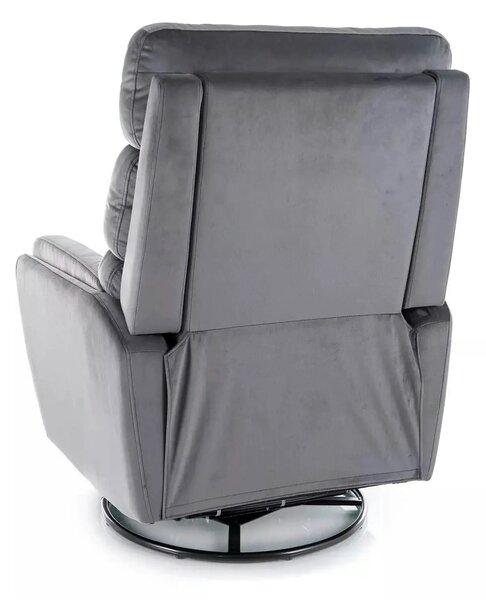 Fotoliu recliner ARGOS, stofa catifelata gri - Bluvel 14, 78x84/162x10