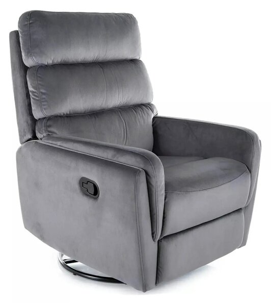 Fotoliu recliner ARGOS, stofa catifelata gri - Bluvel 14, 78x84/162x10
