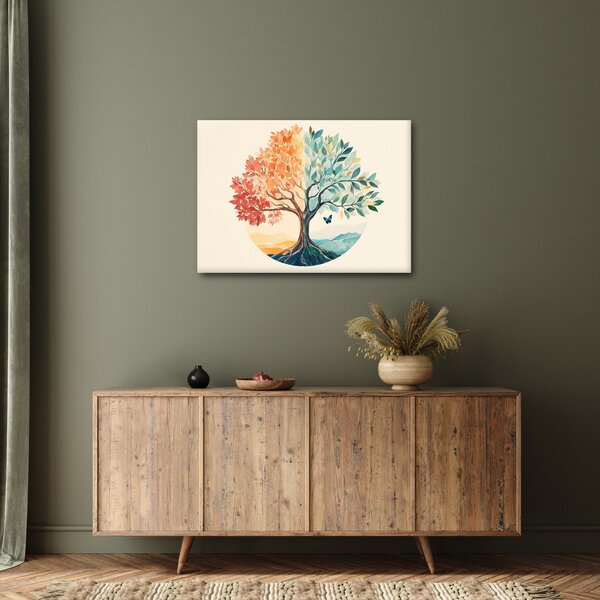 Tablou – Arbore dual cu fluture (70x50 cm)