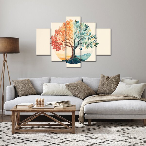 Tablou – Arbore dual cu fluture (150x105 cm)