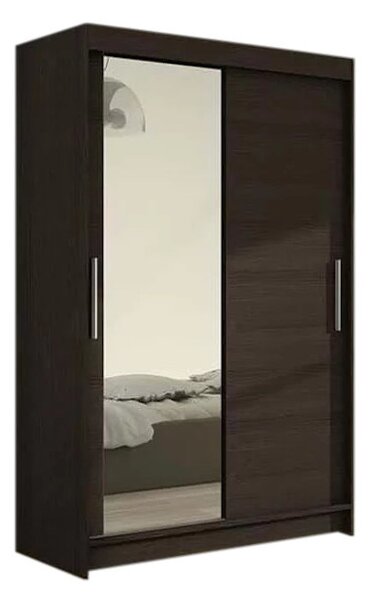 Dulap dormitor cu uși glisante FLORIA VI cu oglindă, 120x200x58, ciocolata