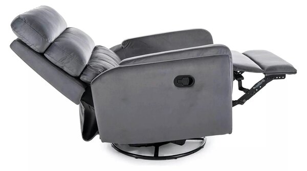 Fotoliu recliner ARGOS, stofa catifelata gri - Bluvel 14, 78x84/162x10