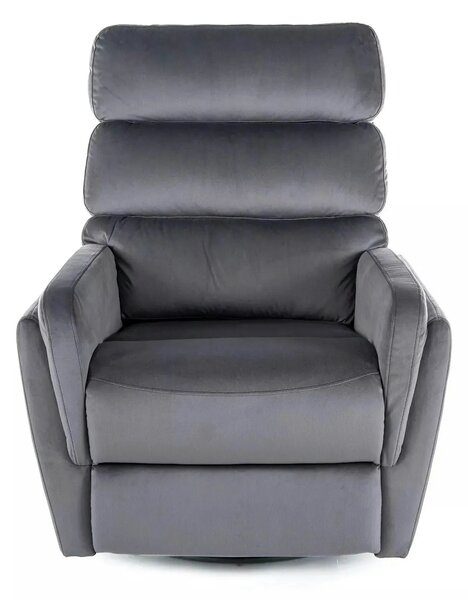 Fotoliu recliner ARGOS, stofa catifelata gri - Bluvel 14, 78x84/162x10