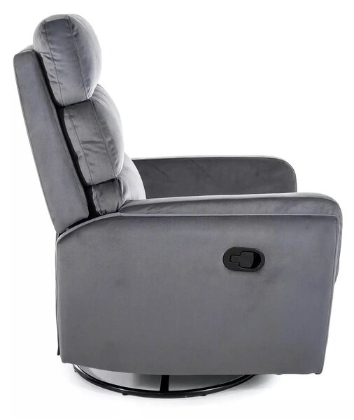 Fotoliu recliner ARGOS, stofa catifelata gri - Bluvel 14, 78x84/162x10