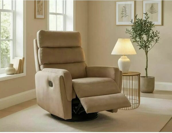 Fotoliu recliner ARGOS, stofa catifelata bej - Bluvel 28, 78x84/162x10