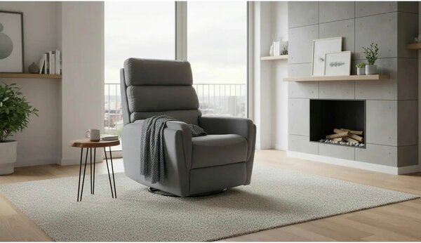 Fotoliu recliner ARGOS, stofa catifelata gri - Bluvel 14, 78x84/162x10