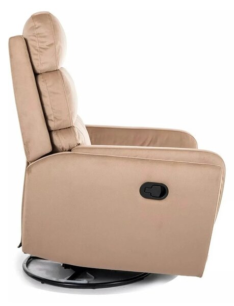 Fotoliu recliner ARGOS, stofa catifelata bej - Bluvel 28, 78x84/162x10