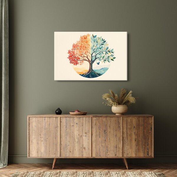 Tablou – Arbore dual cu fluture (90x60 cm)