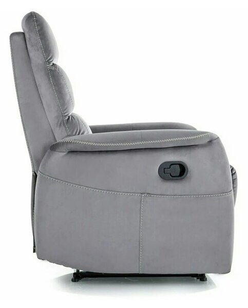 Fotoliu recliner SOLON M, stofa catifelata gri - Bluvel 14, 74x86/162x