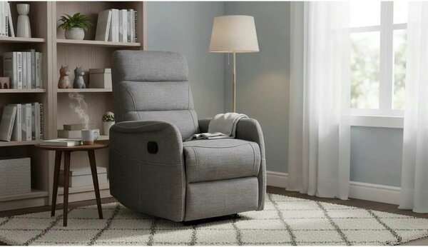 Fotoliu recliner SOLON M, stofa clasica gri inchis - Brego 18, 74x86/1
