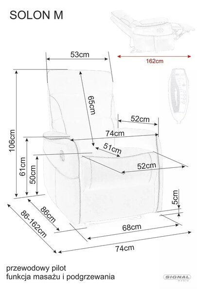 Fotoliu recliner SOLON M, stofa catifelata scortisoara - Bluvel 4215