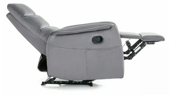 Fotoliu recliner SOLON M, stofa catifelata gri - Bluvel 14, 74x86/162x