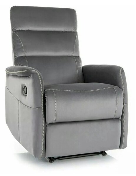 Fotoliu recliner SOLON M, stofa catifelata gri - Bluvel 14, 74x86/162x