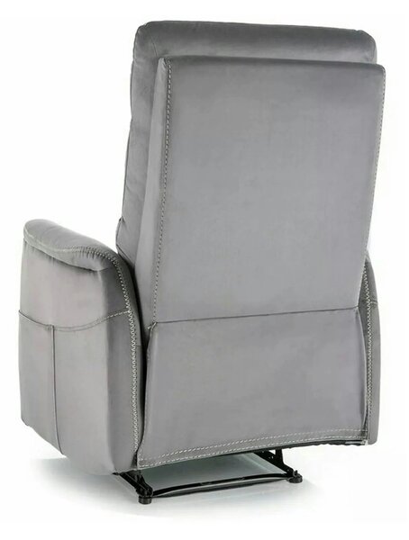 Fotoliu recliner SOLON M, stofa catifelata gri - Bluvel 14, 74x86/162x
