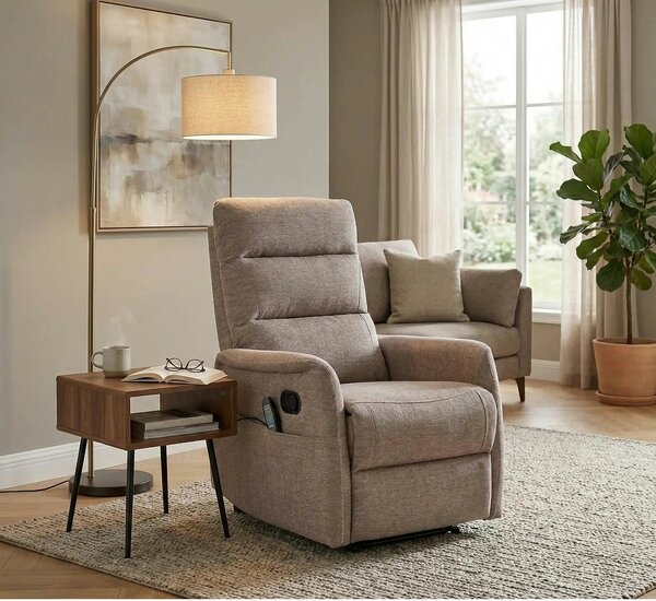 Fotoliu recliner SOLON M, stofa clasica bej - Brego 34, 74x86/162x106