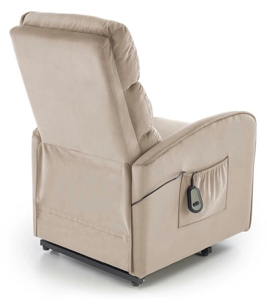 Fotoliu recliner MARONI, stofa catifelata bej - Bluvel 40, 62x92/165x1