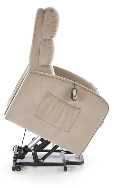Fotoliu recliner MARONI, stofa catifelata bej - Bluvel 40, 62x92/165x1
