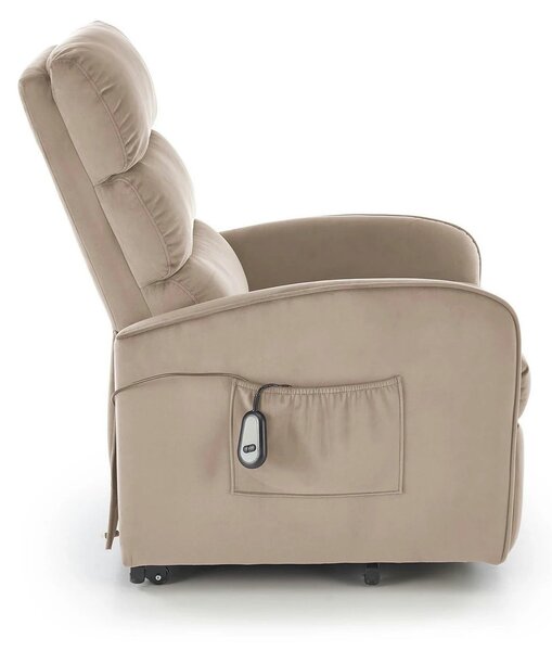 Fotoliu recliner MARONI, stofa catifelata bej - Bluvel 40, 62x92/165x1