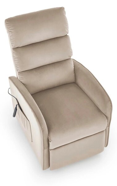 Fotoliu recliner MARONI, stofa catifelata bej - Bluvel 40, 62x92/165x1