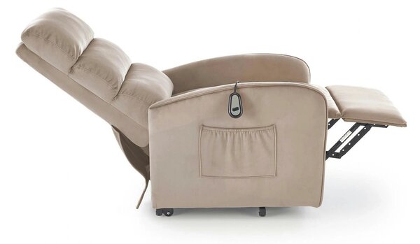 Fotoliu recliner MARONI, stofa catifelata bej - Bluvel 40, 62x92/165x1